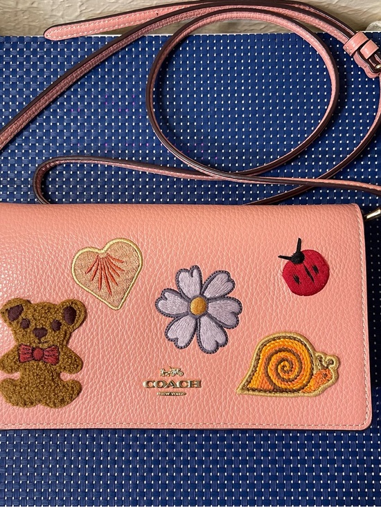 Coach Handbags - Coach Pink  Crossbody Wallet with Playful Patches